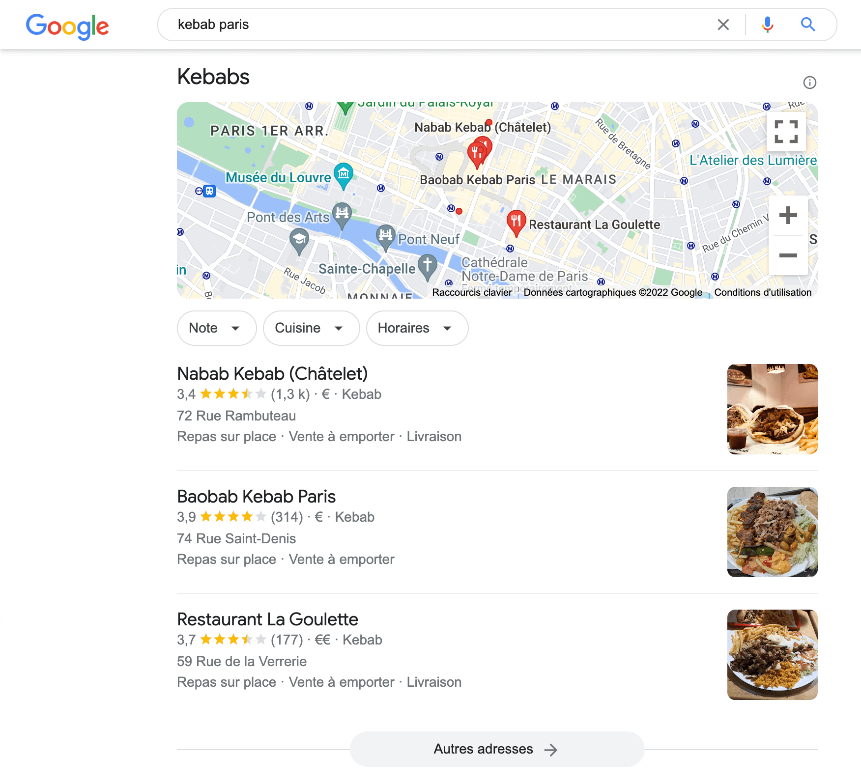 google seo local kebab paris