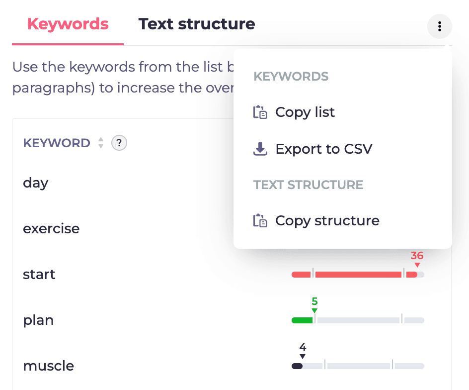 extract keywords list