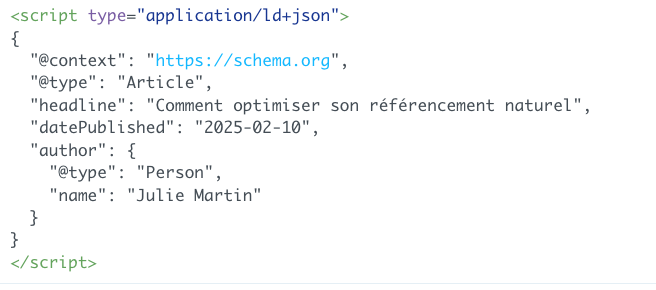 Exemple simple d’intégration JSON-LD