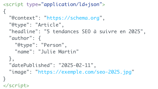 exemple JSON-LD pour un article de blog